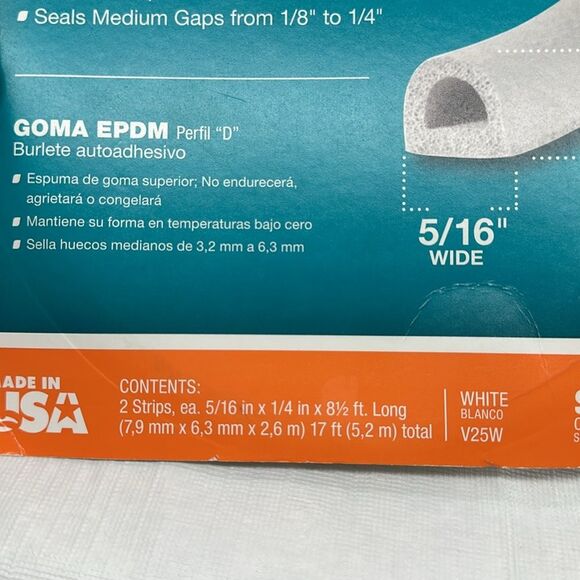 Frost King EPDM D-Profile Self-Stick Weatherseal Medium Gap 1/4" x 5/16" USA - Picture 6 of 6